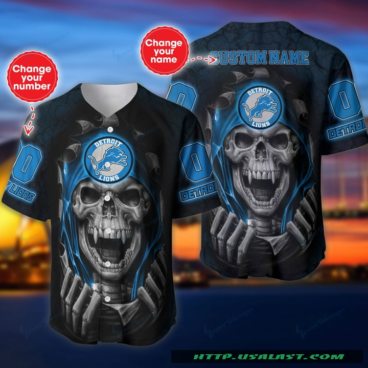 Personalized Detroit Lions Vampire Skull Baseball Jersey Shirt – Hothot