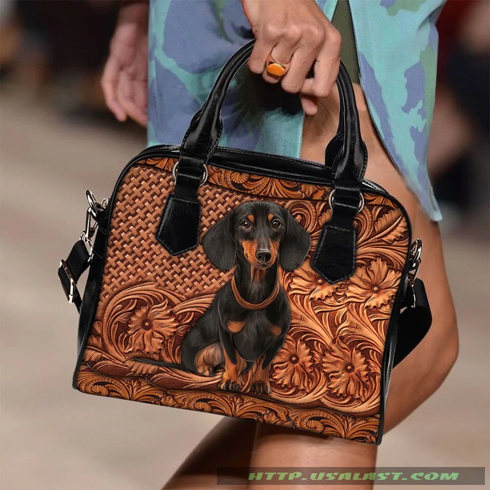 Dachshund Leather Floral Pattern Shoulder Handbag – Hothot