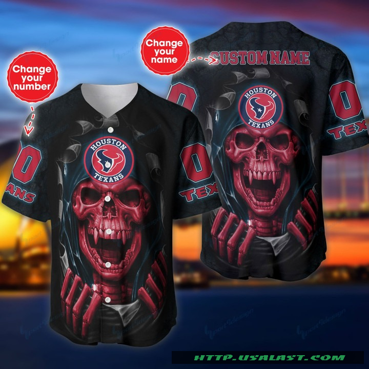 Personalized Houston Texans Vampire Skull Baseball Jersey Shirt – Hothot