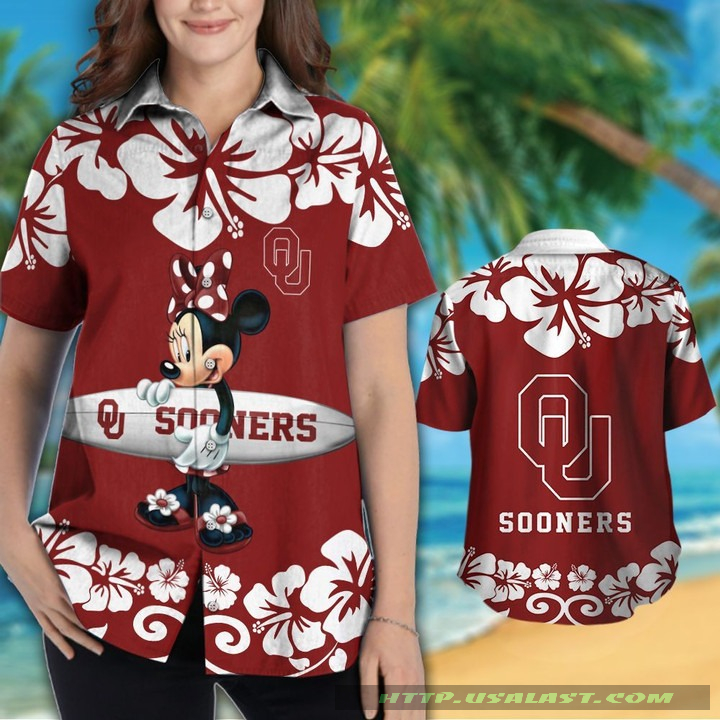 Oklahoma Sooners Minnie Mouse Aloha Hawaiian Shirt