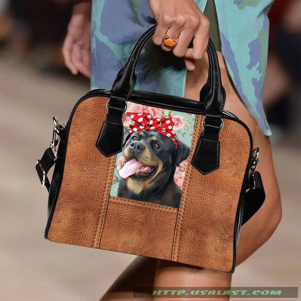 Rottweiler And Flower Shoulder Handbag – Hothot