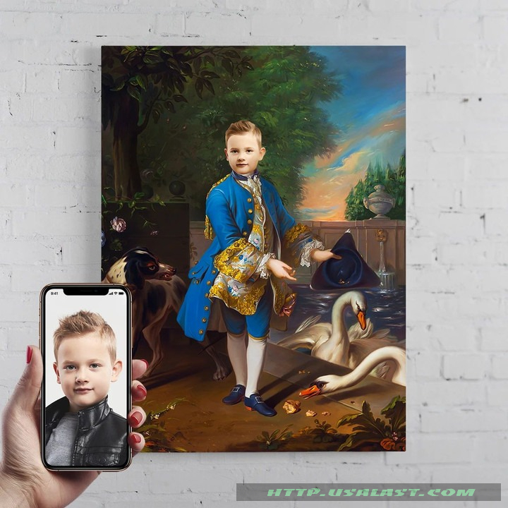 Personalized Portrait The Boy Feeding Swans Poster Canvas Print – Hothot