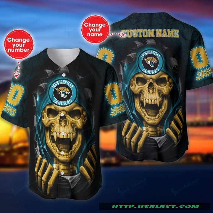 Personalized Jacksonville Jaguars Vampire Skull Baseball Jersey Shirt – Hothot