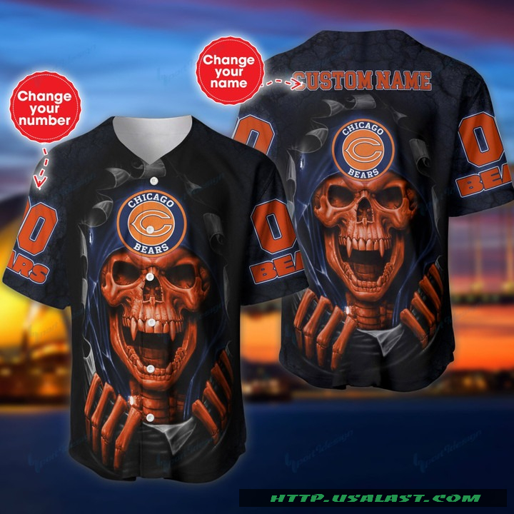 Personalized Chicago Bears Vampire Skull Baseball Jersey Shirt – Hothot