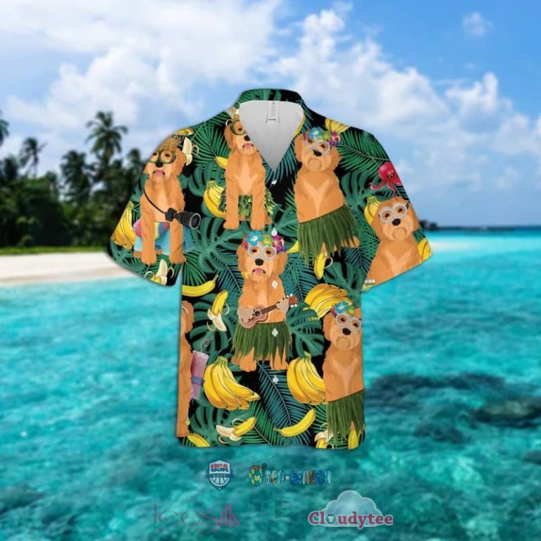 Labradoodle Dog Banana Tropical Hawaiian Shirt