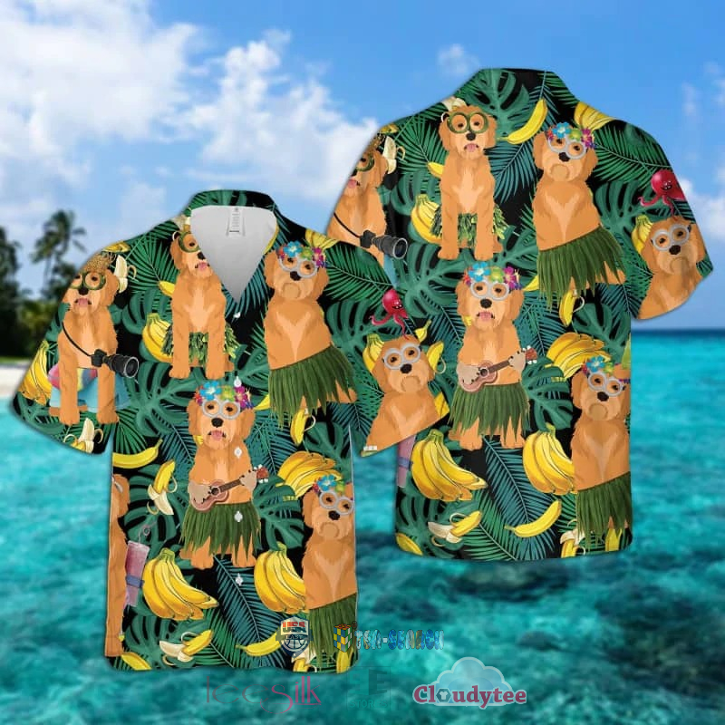 Labradoodle Dog Banana Tropical Hawaiian Shirt
