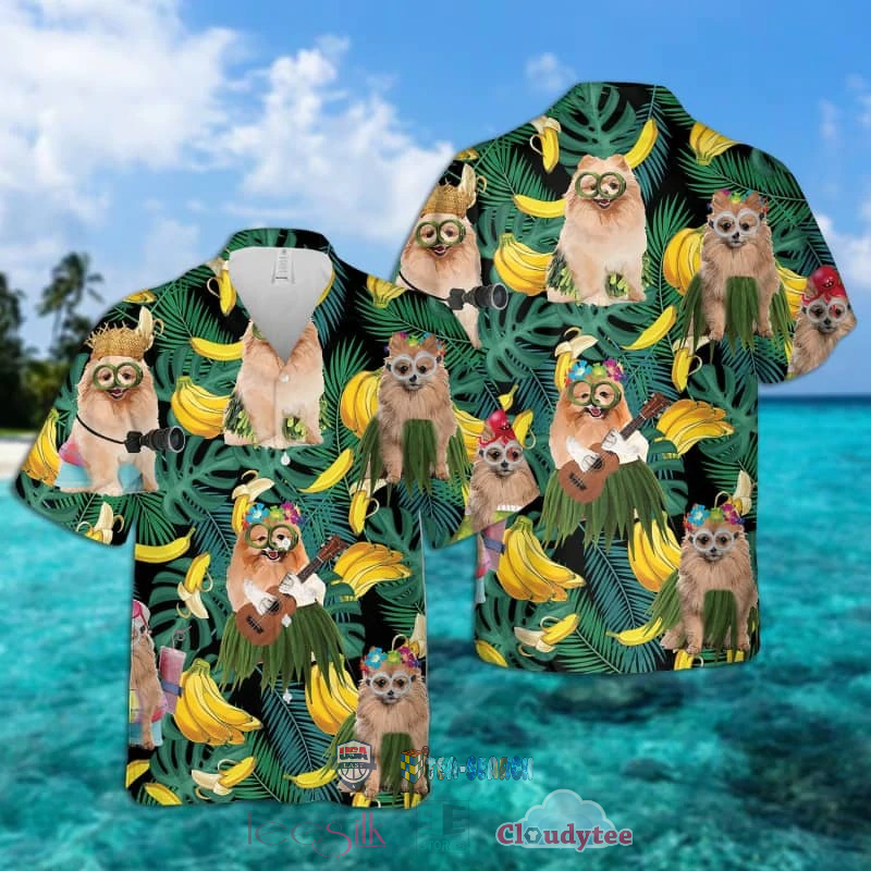 Pomeranian Dog Banana Tropical Hawaiian Shirt
