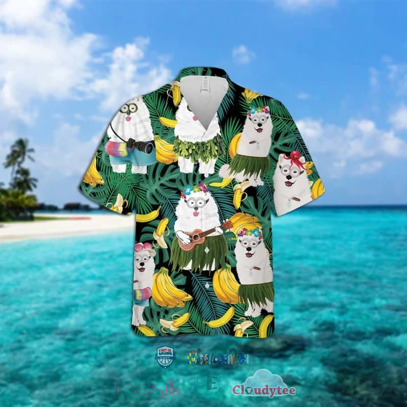 Samoyed Dog Banana Tropical Hawaiian Shirt