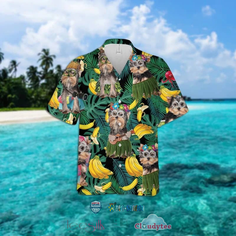 Yorkshire Terrier Dog Banana Tropical Hawaiian Shirt