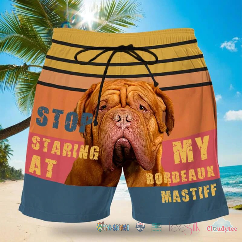 Stop Staring At My Bordeaux Mastiff Dog Beach Shorts – Hothot