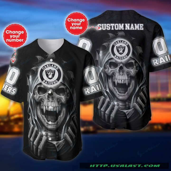 Personalized Las Vegas Raiders Vampire Skull Baseball Jersey Shirt – Hothot