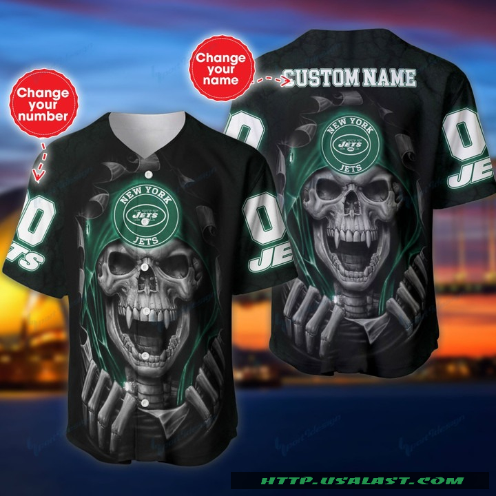 Personalized New York Jets Vampire Skull Baseball Jersey Shirt – Hothot
