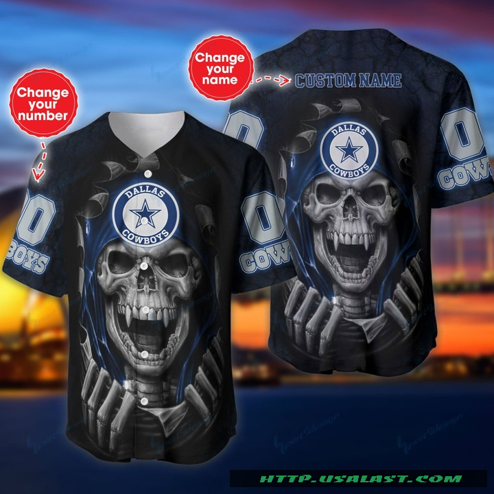 Personalized Dallas Cowboys Vampire Skull Baseball Jersey Shirt – Hothot