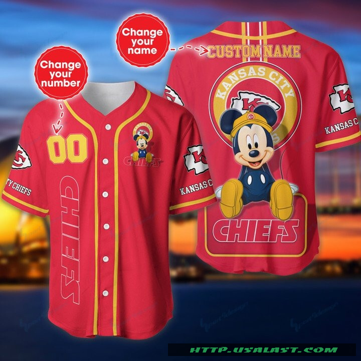 Kansas City Chiefs Mickey Mouse Personalized Baseball Jersey Shirt – Hothot