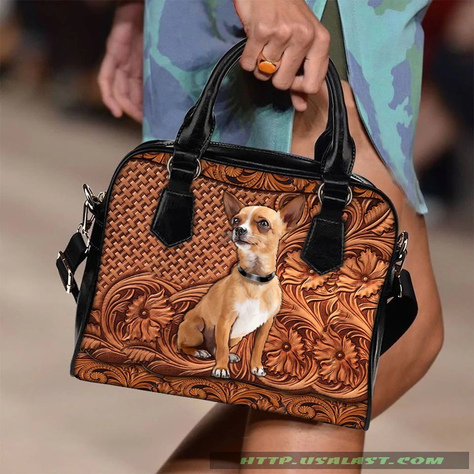 Chihuahua Leather Floral Pattern Shoulder Handbag – Hothot
