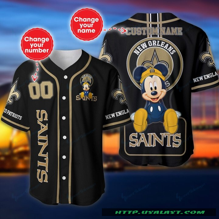 New Orleans Saints Mickey Mouse Personalized Baseball Jersey Shirt – Hothot