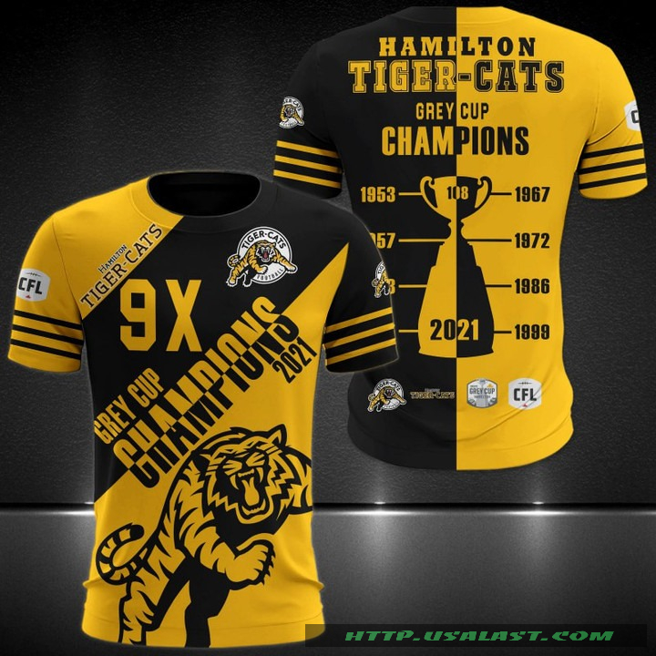 Hamilton Tiger-Cats 9X Grey Cup Champions 2021 3D Hoodie T-Shirt – Hothot
