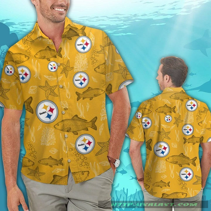 Pittsburgh Steelers Ocean Fishes Hawaiian Shirt Beach Short – Hothot