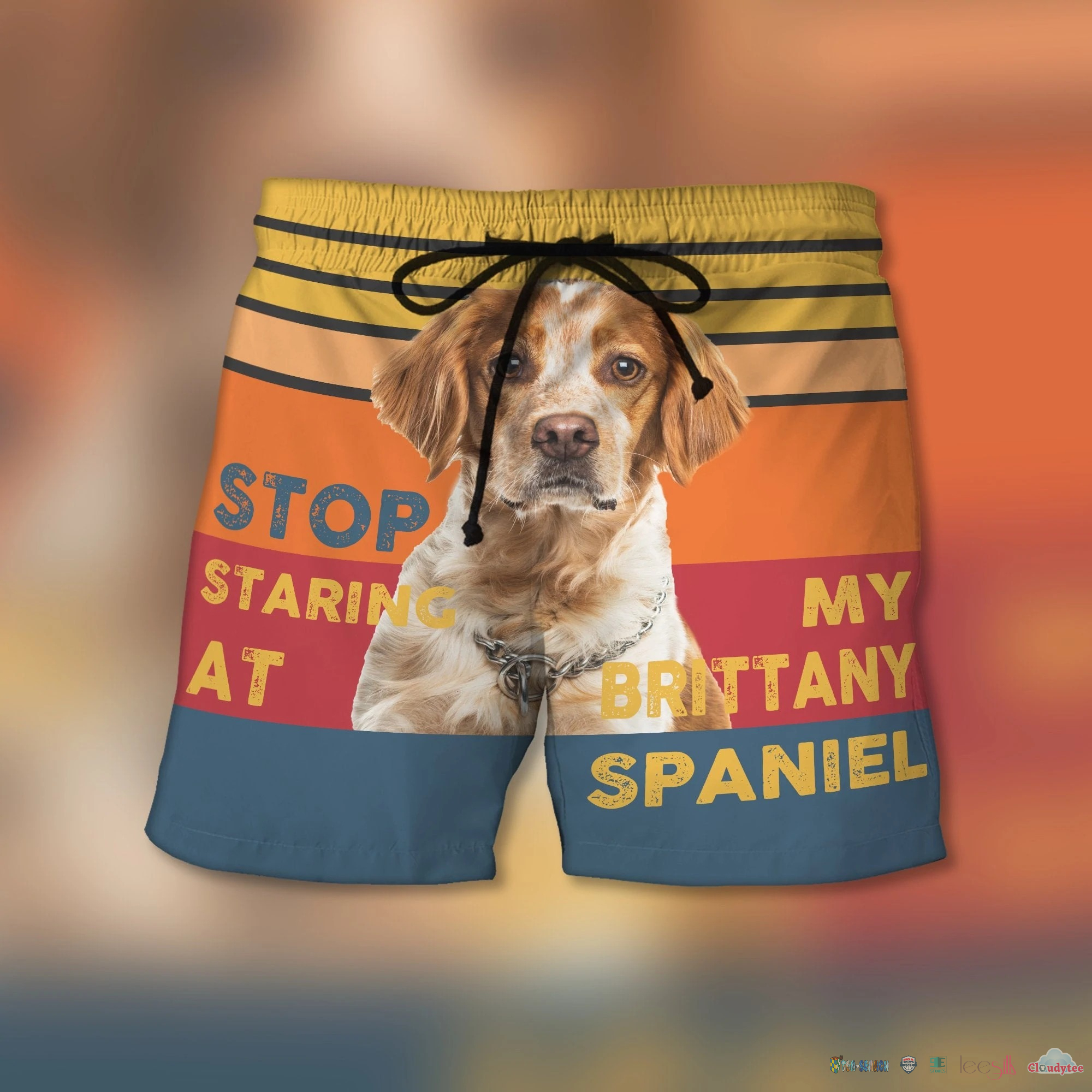 Stop Staring At My Brittany Spaniel Dog Beach Shorts – Hothot