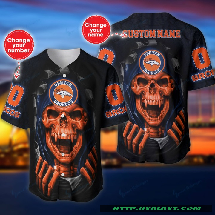 Personalized Denver Broncos Vampire Skull Baseball Jersey Shirt – Hothot