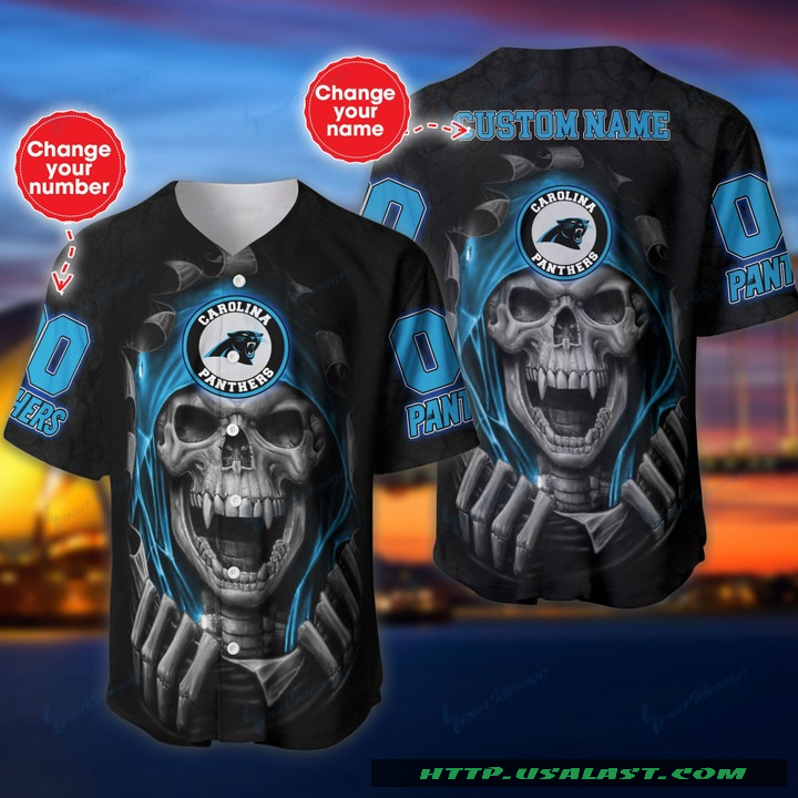 Personalized Carolina Panthers Vampire Skull Baseball Jersey Shirt – Hothot