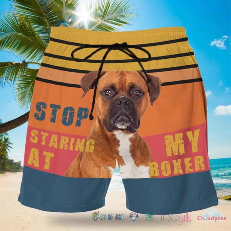 Stop Staring At My Boxer Dog Beach Shorts – Hothot