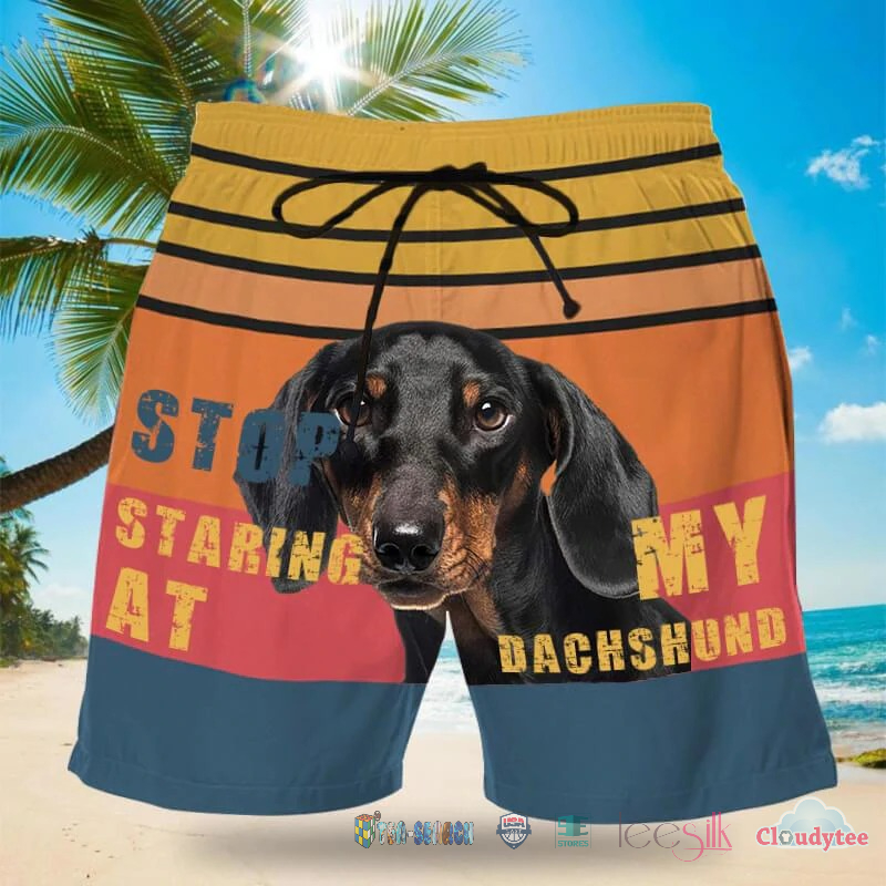 Stop Staring At My Dachshund Dog Beach Shorts – Hothot