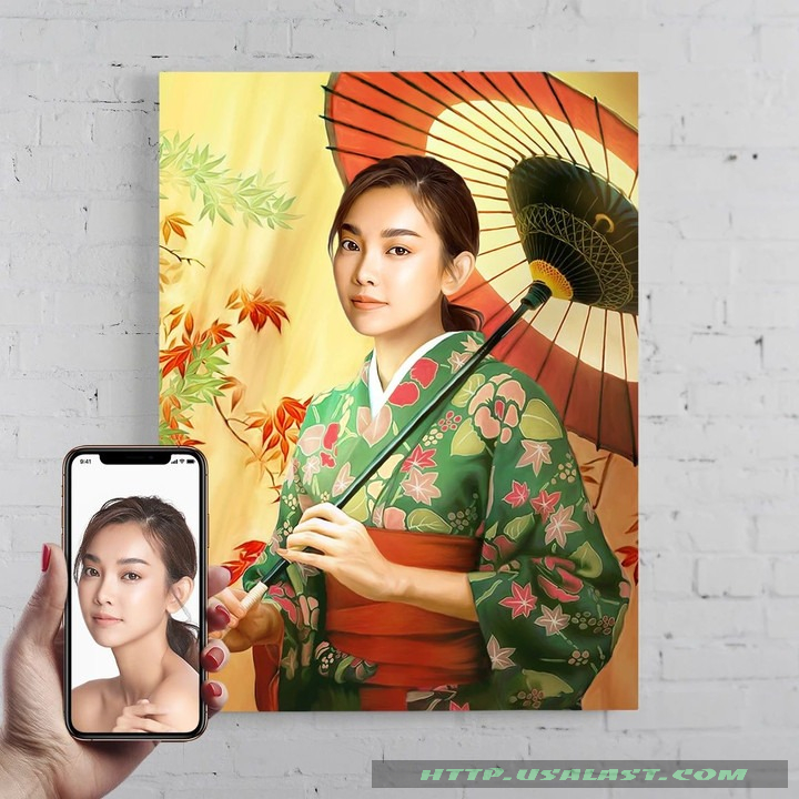 The Lady In A Kimono Personalized Female Portrait Poster Canvas Print – Hothot
