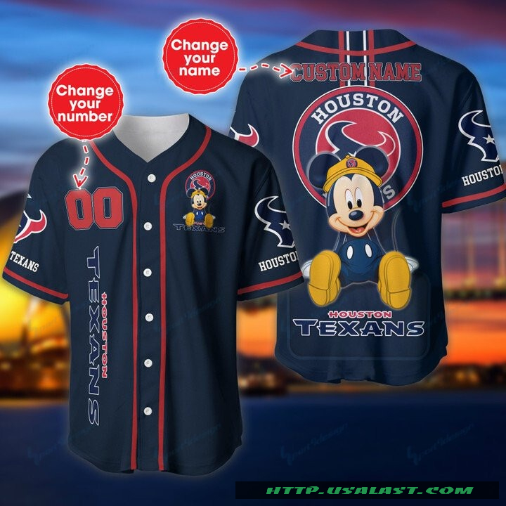 Houston Texans Mickey Mouse Personalized Baseball Jersey Shirt – Hothot
