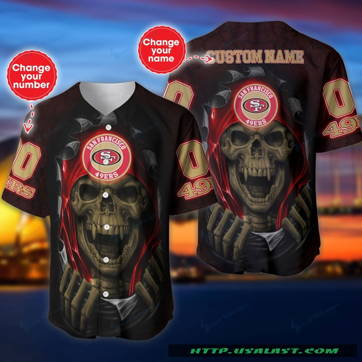 Personalized San Francisco 49ers Vampire Skull Baseball Jersey Shirt – Hothot