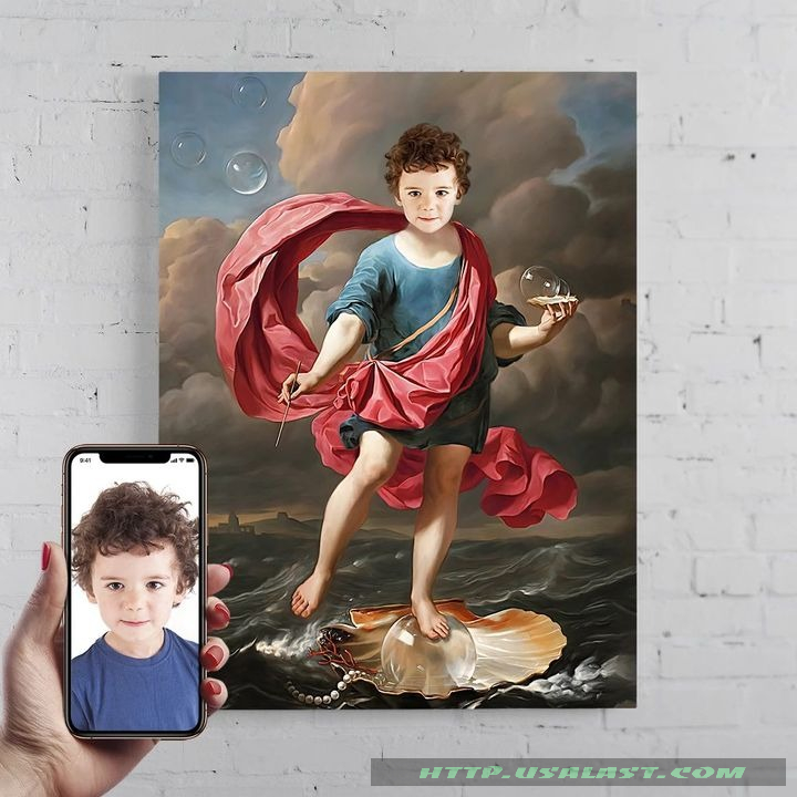 Personalized Portrait Boy Blowing Soap Bubbles Poster Canvas Print – Hothot