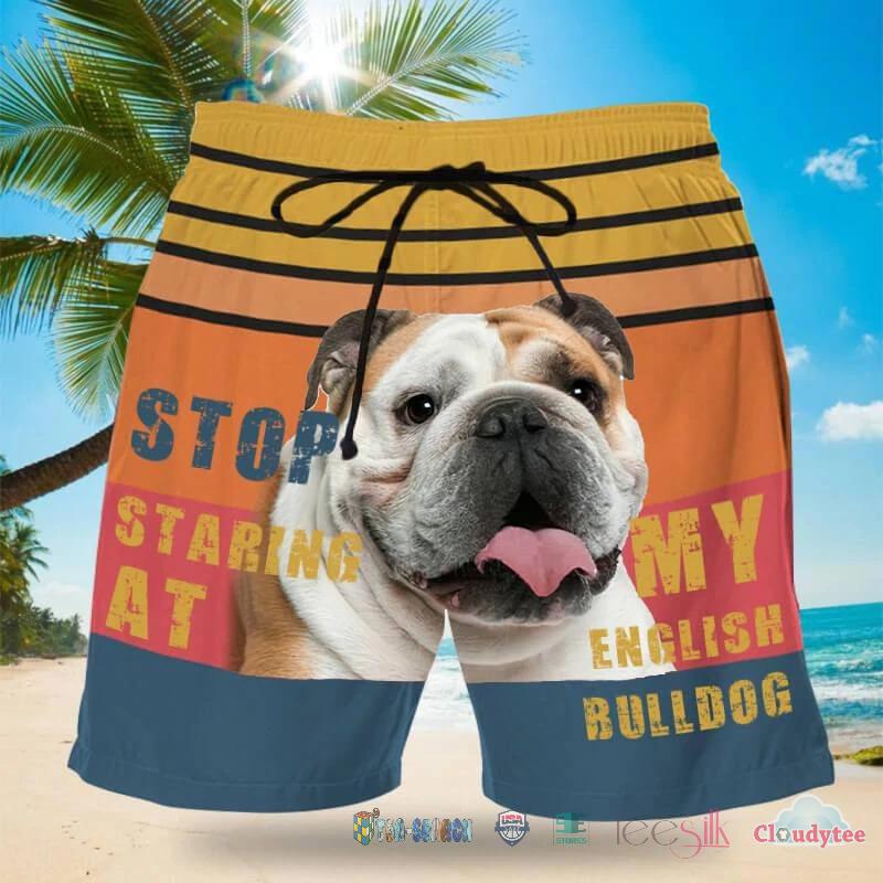 Stop Staring At My English Bulldog Beach Shorts – Hothot
