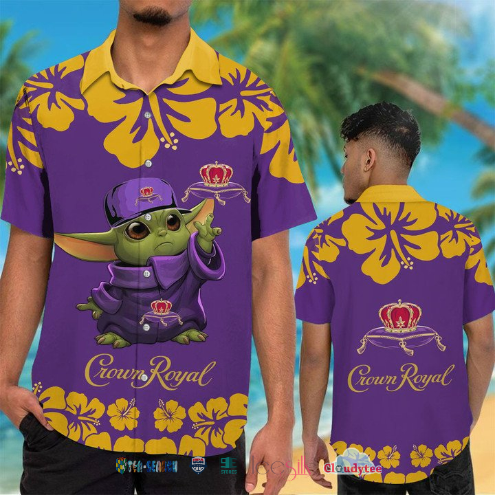 Baby Yoda Crown Royal Hibiscus Hawaiian Shirt – Hothot
