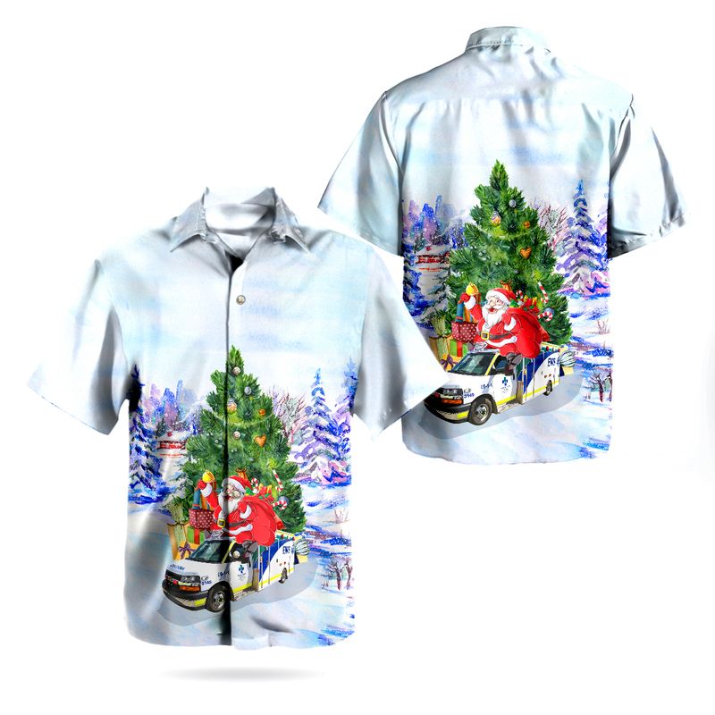 Santa Claus Alberta Health Services AHS Ambulance Hawaiian Shirt – Usalast