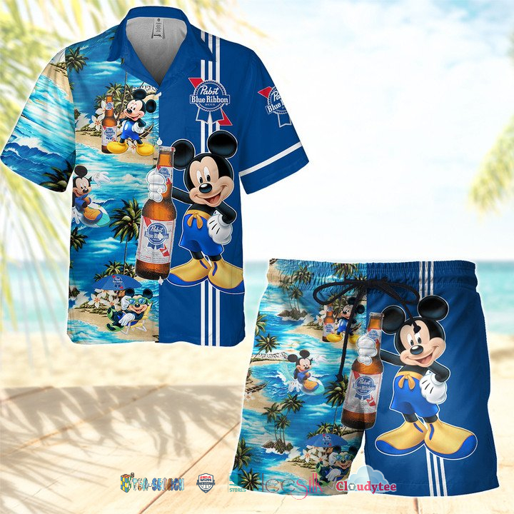 Mickey Mouse Pabst Blue Ribbon Hawaiian Shirt Beach Short – Hothot