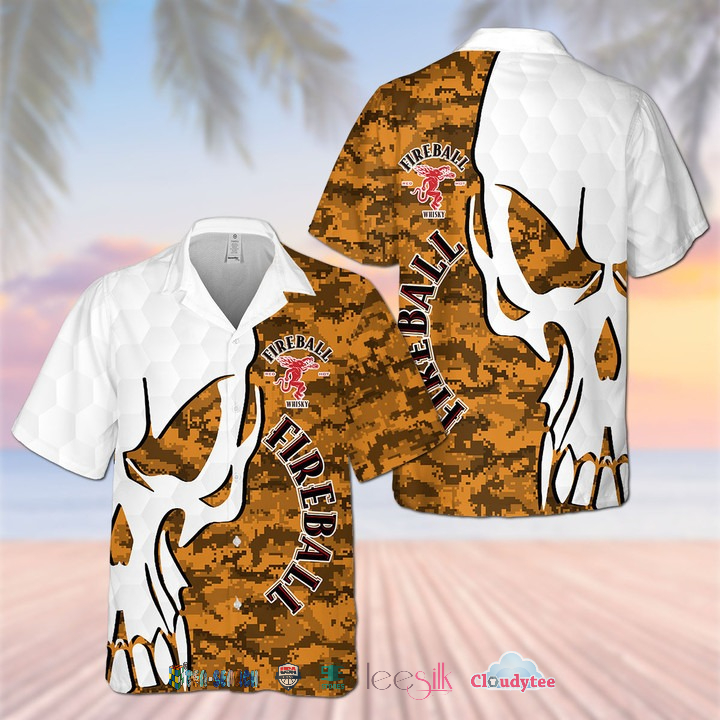 Fireball Digital Patterns Camo Skull Hawaiian Shirt – Hothot