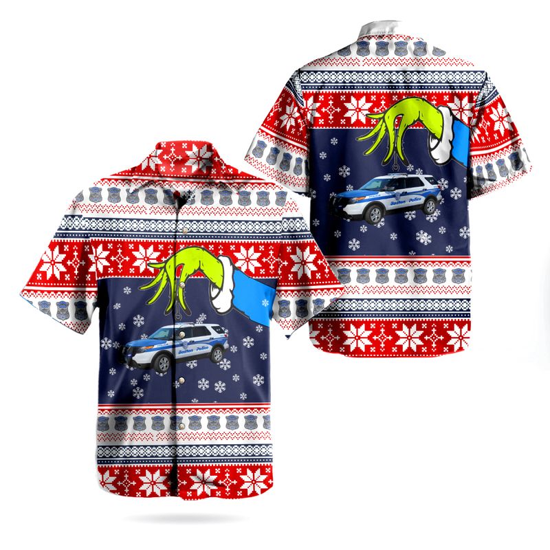Boston Police Department BPD Ford Police Interceptor Utility Ugly Christmas Hawaiian Shirt – Hothot