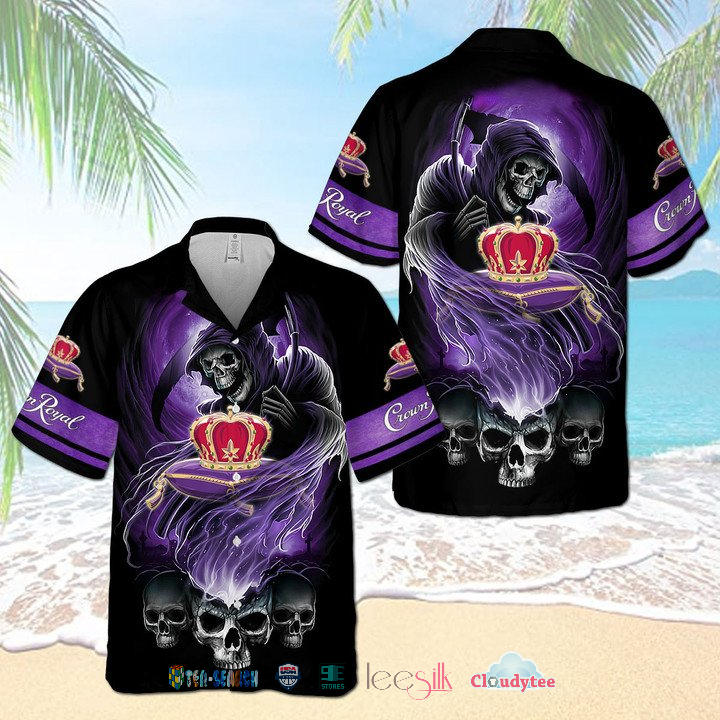 Crown Royal And Death Button Up Aloha Shirt – Hothot