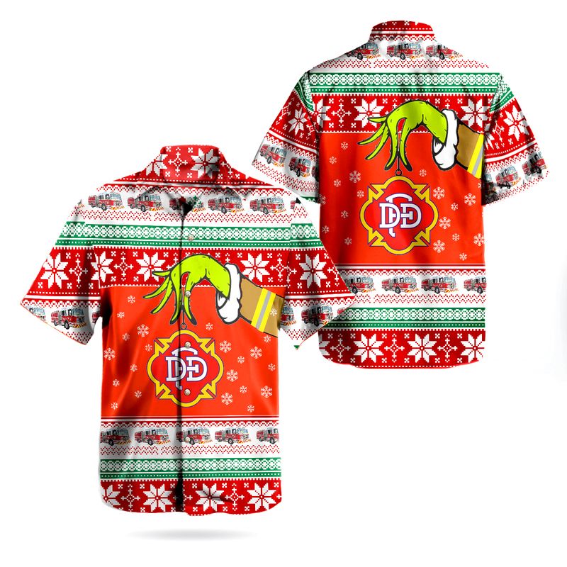 Dallas Fire-Rescue Department Fire Engine Ugly Christmas Hawaiian Shirt – Hothot