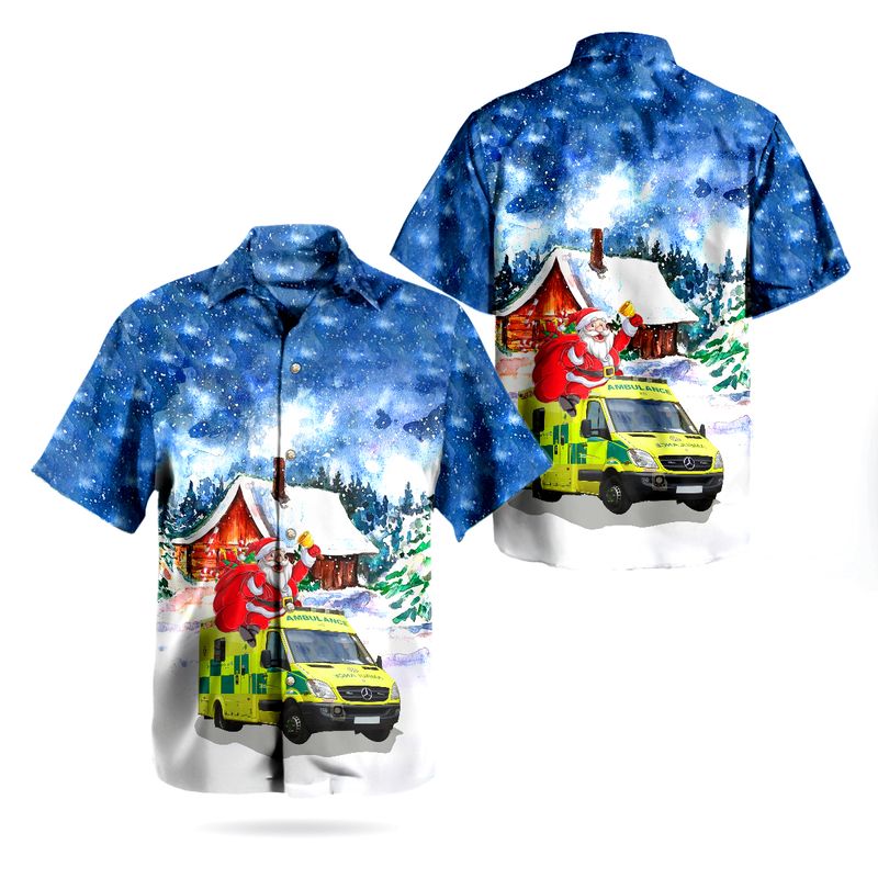 Santa Claus East of England Ambulance Service NHS Trust EEAST Mercedes Benz Sprinter Hawaiian Shirt – Usalast