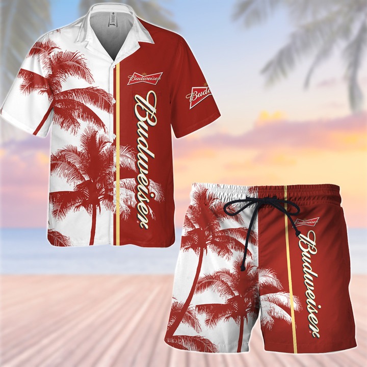Budweiser Palm Tropical Hawaiian Shirt And Short – Hothot