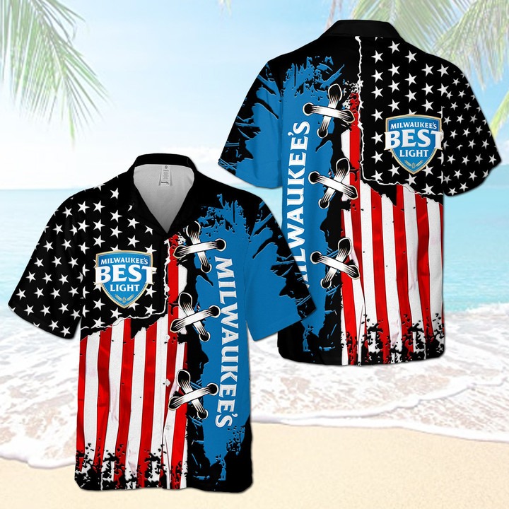 Milwaukees Best Light American Flag Hawaiian Shirt – Hothot