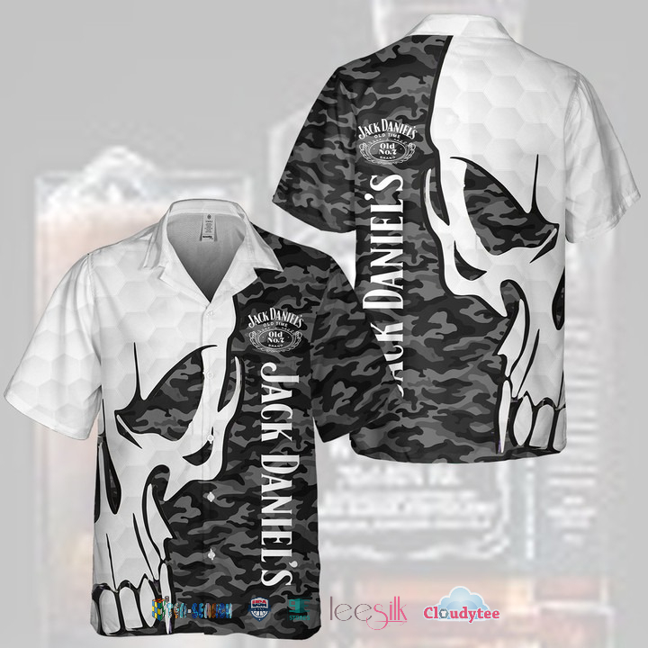 Jack Daniel’s Grey Camo Skull Hawaiian Shirt – Hothot