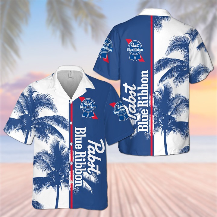 Pabst Blue Ribbon Palm Short Sleeve Aloha Shirt – Hothot