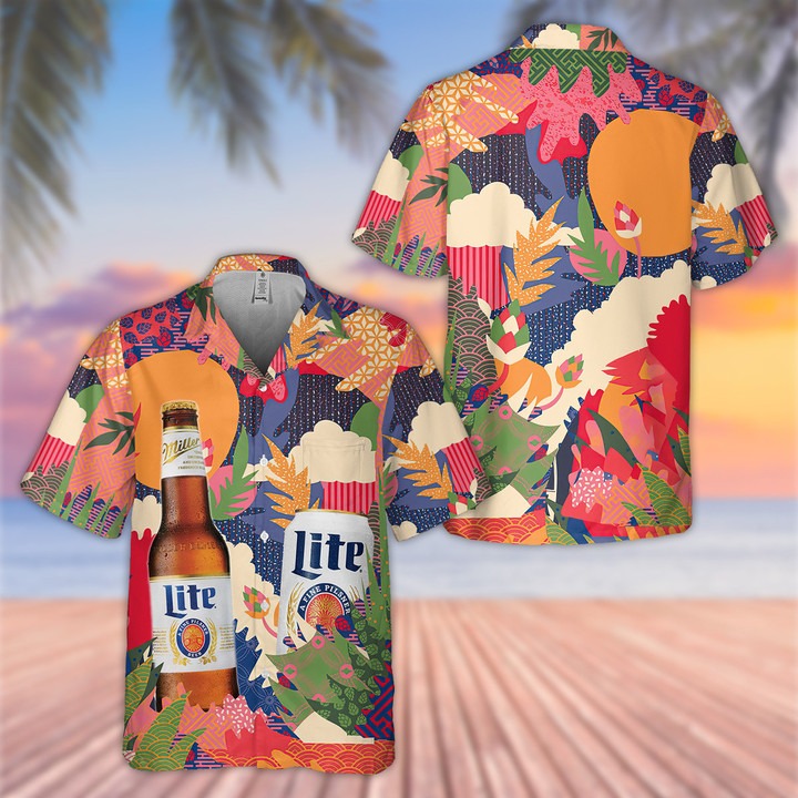 Miller Lite Colorful Aloha Hawaiian Shirt – Hothot