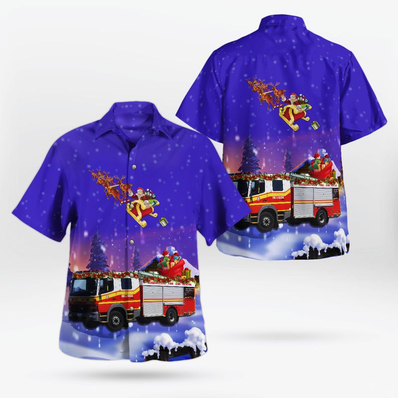Queensland Fire and Emergency Services QFRS Type 3 Urban Rescue Pumper Mercedes Benz Atego Christmas Hawaiian Shirt – Hothot