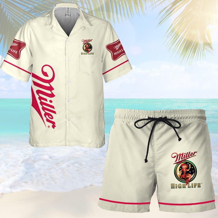 Miller High Life Hawaiian Shirt Beach Short – Hothot