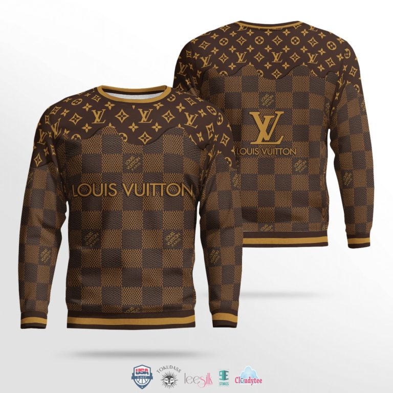 LV Louis Vuitton Paris Grey Premium 3D Ugly Sweater - Owl Fashion Shop