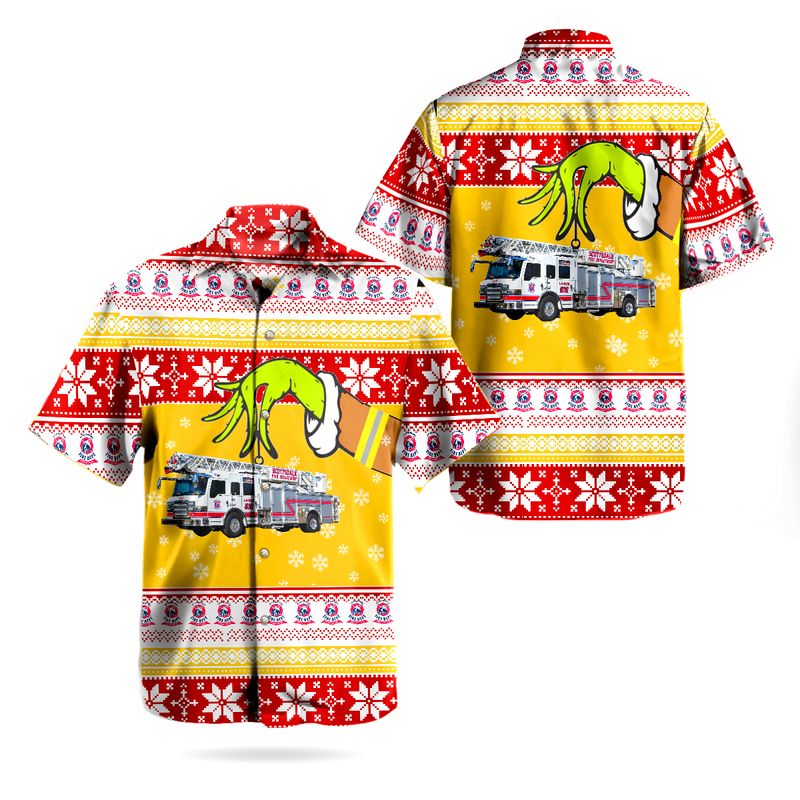 Scottsdale Fire Department Aerial Ladder Ugly Christmas Hawaiian Shirt – Hothot