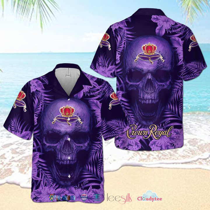 Crown Royal Floral Skull Short Sleeve Hawaiian Shirt – Hothot